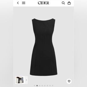 CIDER Black Boat Neck Solid Mini Dress NWT
